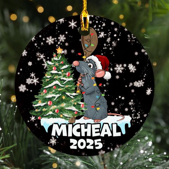 Personalized Ratatouille Remy Rat Chef Christmas Ornament