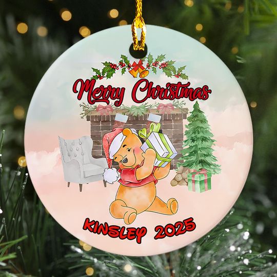 Discover Personalized Merry Christmas Bear Ornament, Customized 2025 Christmas Tree Decor, Xmas Gift For Kid, Kids Name Ornament, Christmas Keepsake