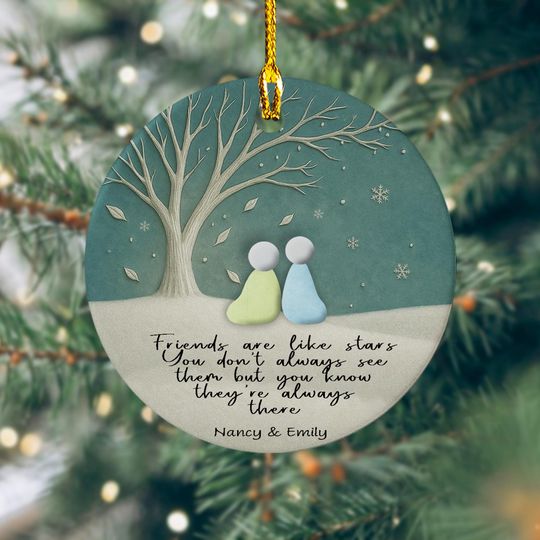 Discover Friendship Sea Glass Quote Friends are like Stars 2D Ornament, Timeless Friendship Xmas Keepsake Ornament, Best Friend Sea Glass Decor