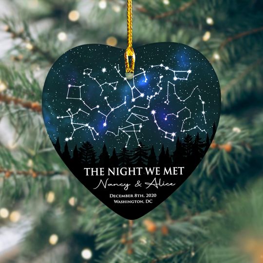 The Night We Met Ornament, Custom Star Map Ornament, Couple Anniversary Ornament