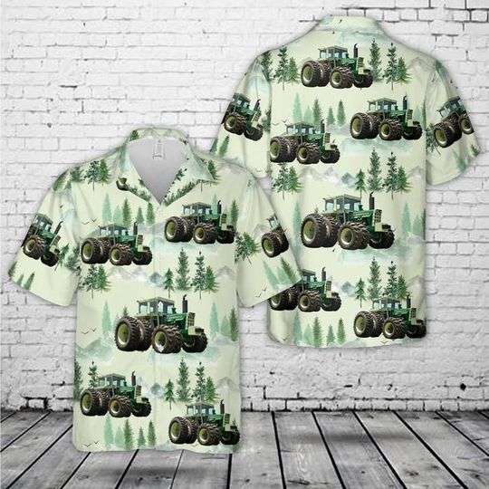 Discover Oliver Tractor Hawaiian Shirt, Classic Farm Aloha Shirt for Men and Women, Tropical Short-Sleeve Summer Beach Shirt, Vacation Shirt