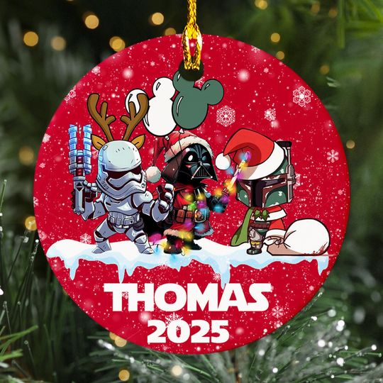 Discover Personalized Star Wars Hero Christmas Ornament, Galaxy Disney Character Customized 2025 Christmas Tree Decor, Snowman Xmas Gift For Kid