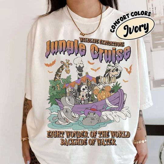 Discover Disney Jungle Cruise Mickey Goofy Halloween Costume T-Shirt, Disney Wild Life Expedition Shirt, Disney Halloween Trip Matching Family Shirt