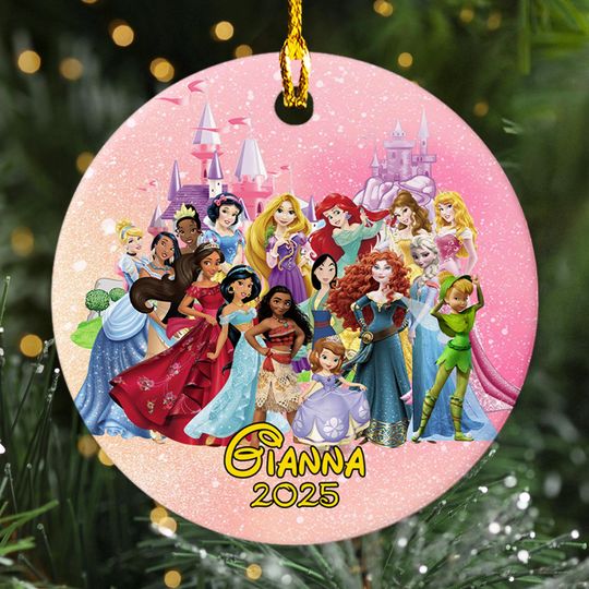 Discover Personalized Ornament Disney Group Of The Princesses, Beautiful Girls Xmas Ornament Fan Gift, Custom Christmas Tree Decor Gift For Kid