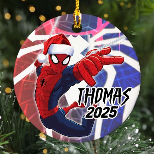 Personalized Spiderman Christmas Ornament, Spider Christmas Tree Decor