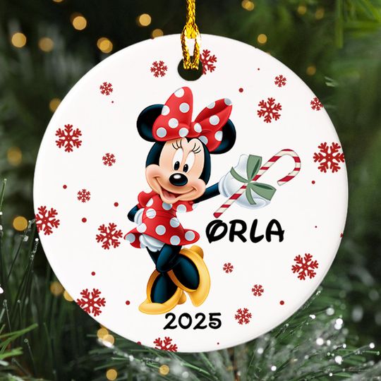 Discover Personalized Minnie Mouse Girl Christmas Ornament, Customized Xmas Tree Decor, Mouse Birthday Gift For Kid, Mouse Holiday Party Ornament