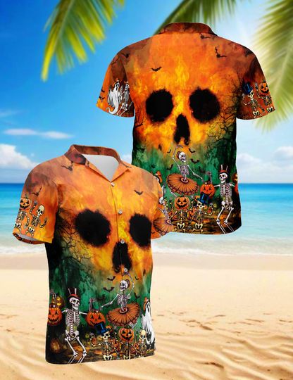 Discover Party At Halloween Night Hawaiian Shirt, Spooky Aloha Shirt, Costume Party Outfit, Unique Beach Shirt for Men Women