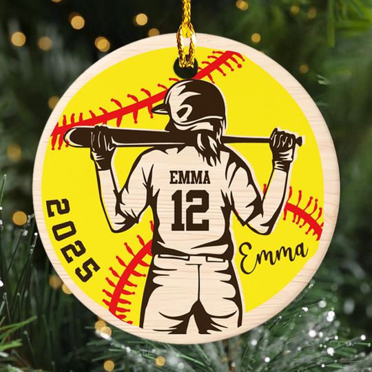 Discover Personalized Softball Christmas Ornament, Softball Player Ornament, Sport Team Xmas Decor, Customized 2025 Christmas Tree Decor Gift For Kid