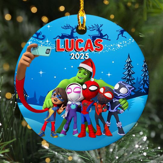 Discover Personalized Spidey And His Amazing Friends Ornament, Disney Superhero Group Xmas Fan Gift, Customized Christmas Tree Decor Gift For Kid