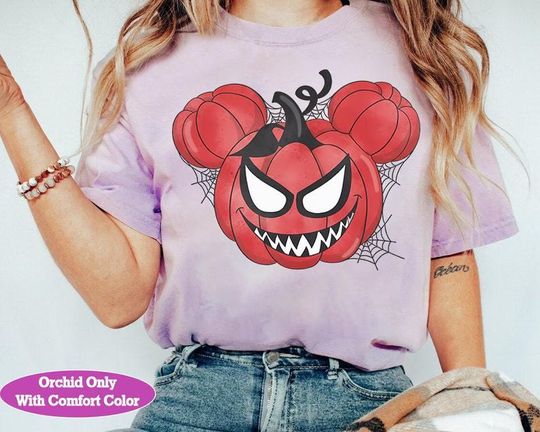 Discover Marvel Spider-Man Pumpkin Mickey Head Halloween T-Shirt, Mickey's Not So Scary Halloween 2025, Magic Kingdom, Marvel Halloween Trip Shirt