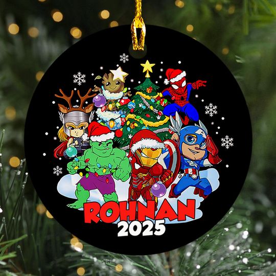Discover Personalized Marvel Christmas Ornament, Avenger Team Custom 2025 Christmas Tree Decor