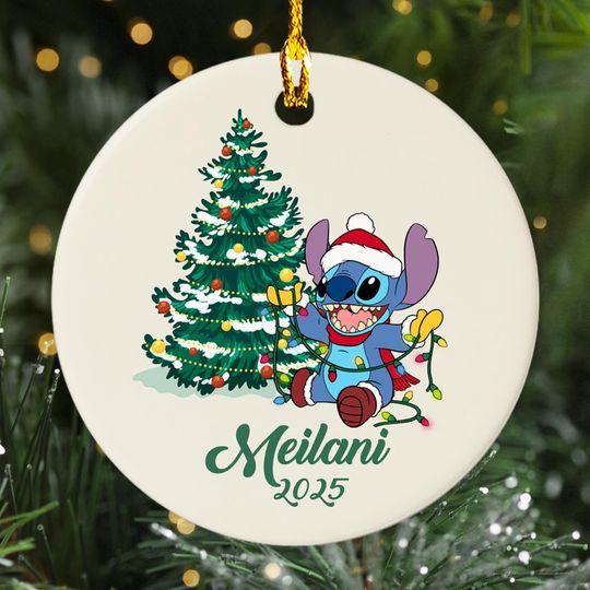 Personalized Stitchmas Ornament, Cute Stitch Xmas Customized 2025 Christmas Tree Decor