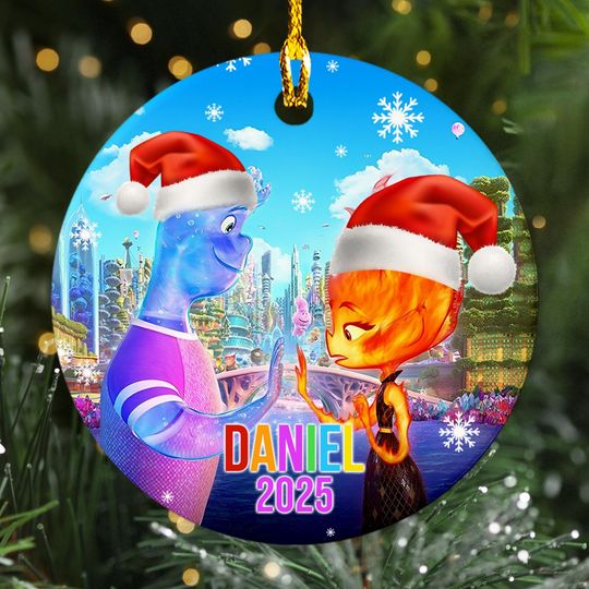 Discover Personalized Elemental Santa Couple In Winter Ornament, Disney Xmas Ornament Fan Gift