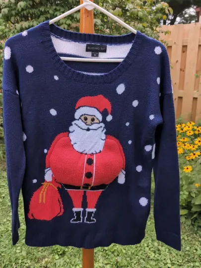 Discover Santa Clause Protruding Belly Ugly Christmas Xmas Women Sweater Outfit Size M