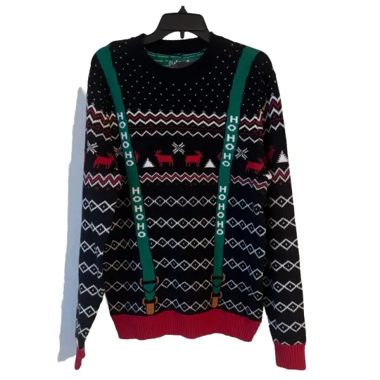 Discover Original UGLY CHRISTMAS SWEATER Suspenders Holiday Party Funny ADULT UNISEX Sz M