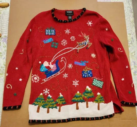 Discover Ugly Christmas Sweater Santa Sleigh, Medium Size