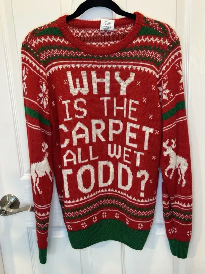 Discover Christmas Vacation Ugly Christmas Sweater Unisex Small Red Why is The Carpet Wet