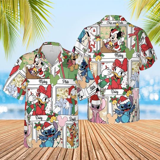 Discover Disney Mickey Mouse And Friends Christmas Hawaiian Shirt, Mickey's Very Merry Christmas Party Button Shirt, Mickey Candy Xmas Holiday