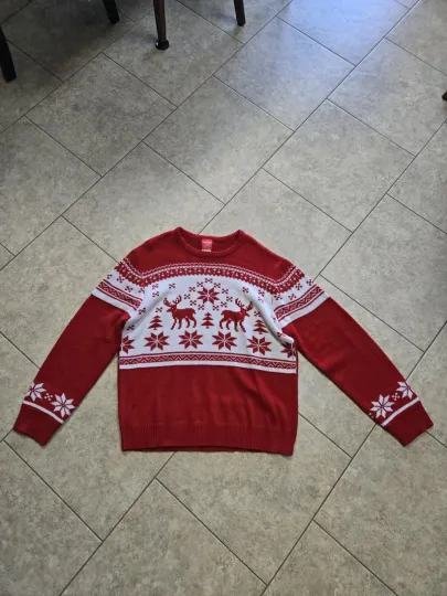 Discover My Christmas Party Sweater Adult X Large Unisex Red Snowflake Reindeer Ugly