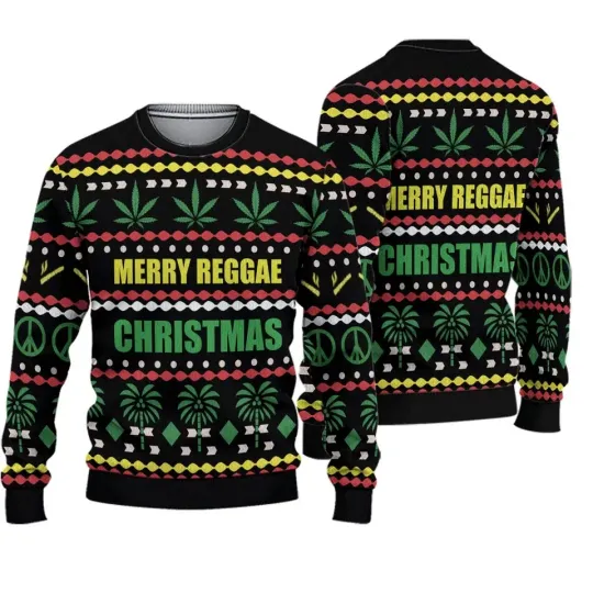 Chill Out Merry Christmas Rasta Inspired Crewneck Ugly Sweater