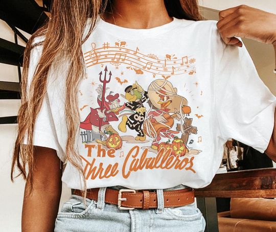 Discover Disney The Three Caballeros Costume Halloween Shirt, Donald Duck Jose Carioca Panchito Pistoles, Disneyland Halloween Family Matching shirt