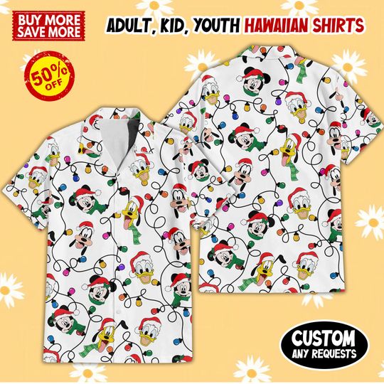 Discover Mickey Mouse And Friends Christmas Light Hawaiian Shirt, Mickey's Very Merry Christmas Party, Disneyland Xmas Holiday Hawaii Shirt