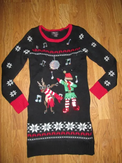 Discover Womens HOOKED UP BY IOT ugly CHRISTMAS sweater dress sz S Sm