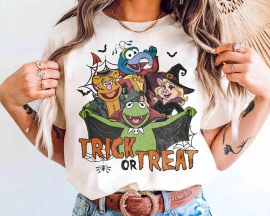 Discover Disney The Muppets Costume Halloween Trick Or Treat T-Shirt, K the frog Muppet 3d Vision Shirt, Disney Halloween Matching Family Shirt