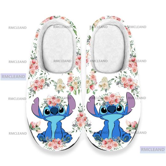 Discover Funny Stitch Floral 3D All Over Printed Slippers, Custom Stitch Rubber Slipper, Stitch Indoor Slipper, Christmas Slippers, Winter Slipper