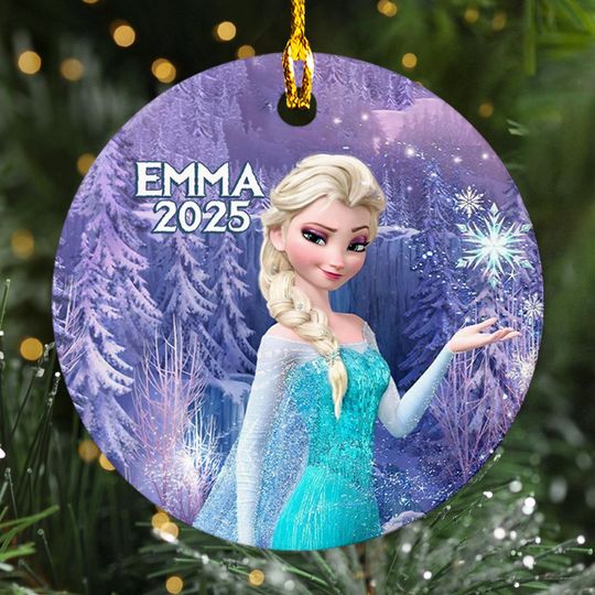 Discover Personalized Elsa Princess Christmas Ornament, Disney Frozen Princess Character Customized 2025 Christmas Tree Decor, Princess Gift For Her