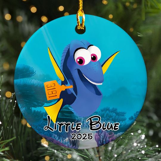 Personalized Ornament Blue Fish Character, Fish With Short-Term Memory Xmas Ornament