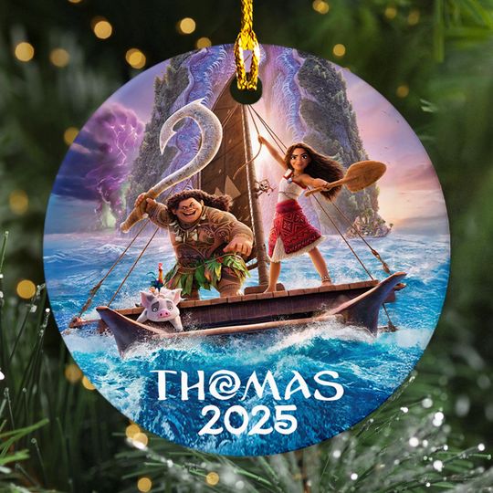 Personalized Moana Christmas Ornament, Island Princess Moana Xmas Ornament