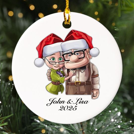 Discover Personalized Pixar Up Old Couple Ornament, Family Customized 2025 Christmas Tree Decor, Married Anniversary Xmas Ornament, Gift For Lover