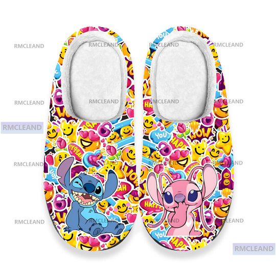 Discover Personalized Stitch Angel Love 3D All Over Printed Slipper, Stitch Indoor Slipper, Custom Rubber Slipper, Winter Slipper, Christmas Slippers