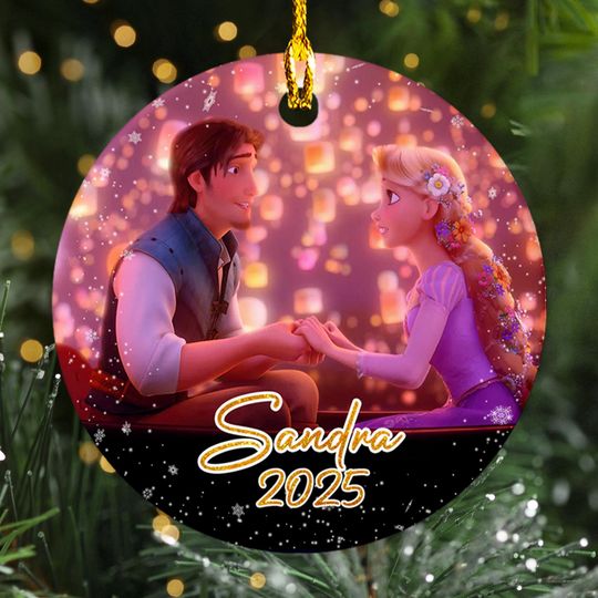 Discover Personalized Princess Christmas Ornament, Yellow Long Hair Princess Customized 2024 Christmas Tree Decor, Princess Christmas Gift For Kid