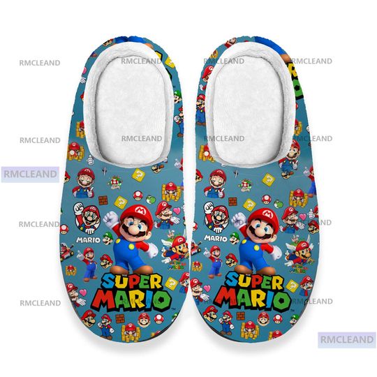 Super Mario 3D All Over Print Slipper, Super Mario Indoor Slipper, Winter Slipper, Christmas Slipper
