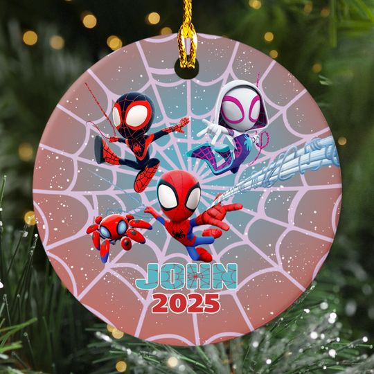 Discover Personalized Spidey And His Amazing Friends Ornament, Superhero Spiderman Xmas Ornament, Custom Christmas Tree Decor Gift For Kid