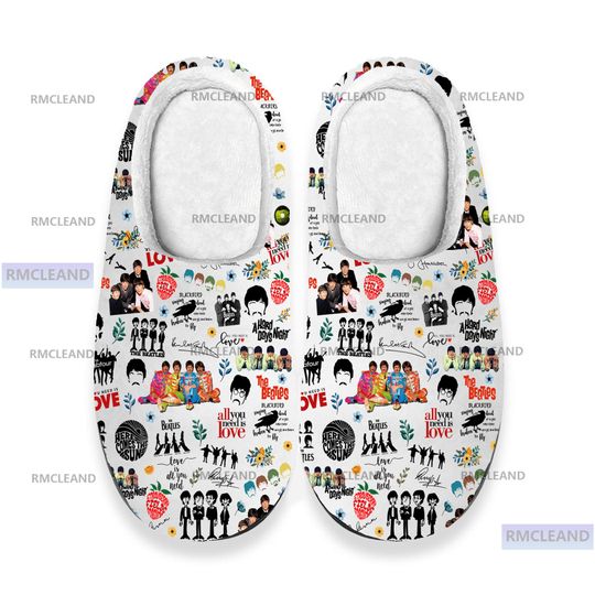 The Beatles 3D All Over Print Slipper, The Beatles Indoor Slipper, Winter Slipper, Christmas Slipper