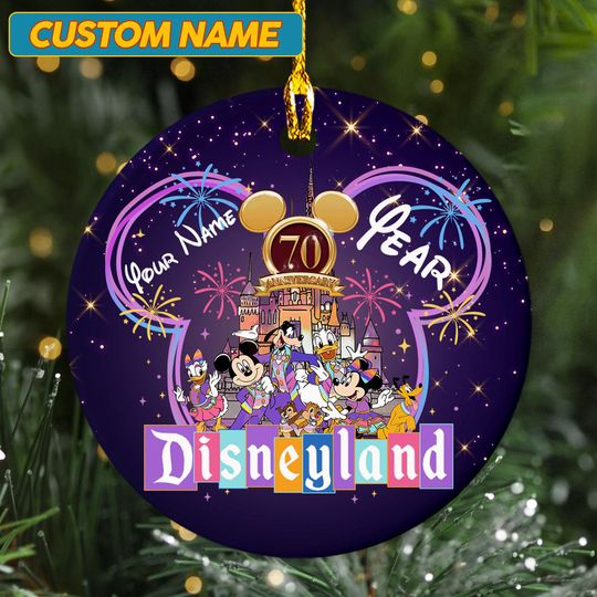 Discover Personalized Disneyland 70th Year Anniversary Christmas Ornament, Disney Family Xmas Tree Decor, Mickey's Very Merry Keepsake, Gift For Kid