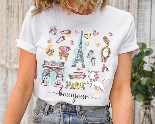 Discover Disney The Aristocats Marie Bonjour Paris T-Shirt, Disney Trip Matching Family Shirt, Disney Aristocats Toulouse Berlioz Shirt