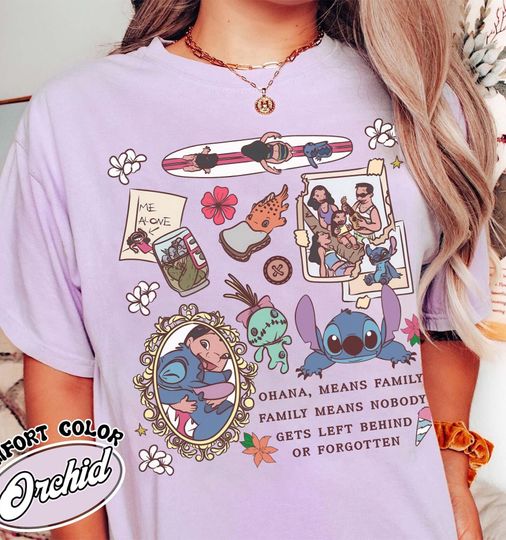Discover Disney Lilo & Stitch Ohana Means Family T-Shirt, Disney Stitch and Angel Shirt, Disneyland Matching Family Shirt, WDW Trip Gift Outfits
