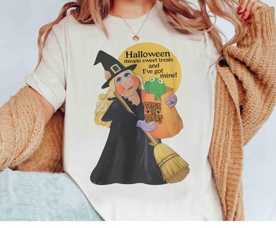 Discover Disney The Muppets Miss Piggy Witch Halloween Funny T-Shirt, K the frog Muppet 3d Vision Shirt, Disney Halloween Matching Family Shirt