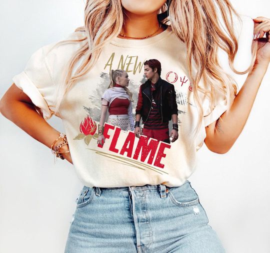 Discover Disney Zombies 4 Nova and Victor A New Flame T-Shirt, Disney Zombies 4 Dawn of the Vampires Shirt, Disney Descendants Zombies World Tour Tee