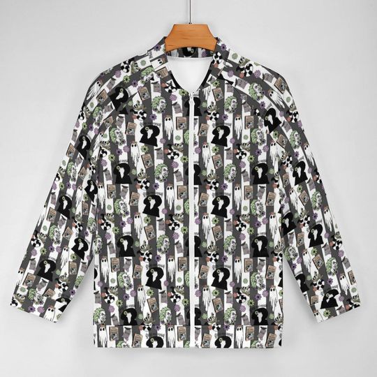 Beetlejuice Zip-Up Jacket | Beetlejuice Jacket | Halloween Scrub Jacket | Halloween Jacket | Nurse Jacket |