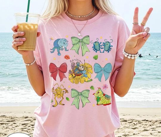 Discover Disney A Bug's Life Coquette Bows Retro T-shirt, A Bug's Land California Adventure Trip Shirt, Disneyland Trip A Bug's Life Shirt