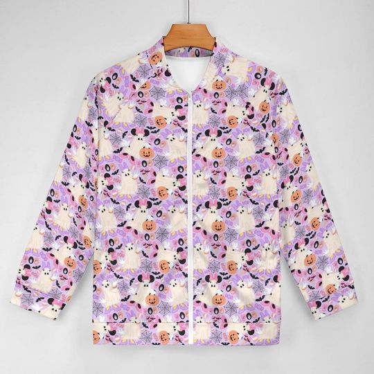 Minnie and Daisy Halloween Zip-Up Jacket | Minnie and Daisy Halloween Jacket | Halloween Scrub Jacket | Disney Jacket | Disney Nurse Jacket