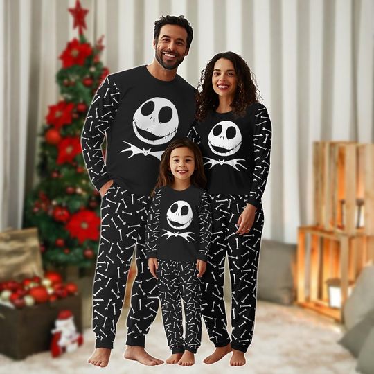 Discover Jack Skellington Halloween Family Pajamas Set, Matching Costume PJs for Christmas Party, Disney Nightmare Shirt, Xmas Vacations Gifts