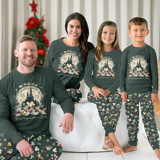 Discover It's The Most Wonderful Time of The Year Christmas Family Pajamas Set, Disney Mickey and Friends Matching Pajamas, Xmas Cartoon Gifts