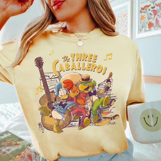 Discover Disney The Three Caballeros Retro T-Shirt for Men and Women, Donald Duck Jose Carioca Panchito Pistoles, Disneyland Family Matching Shirt