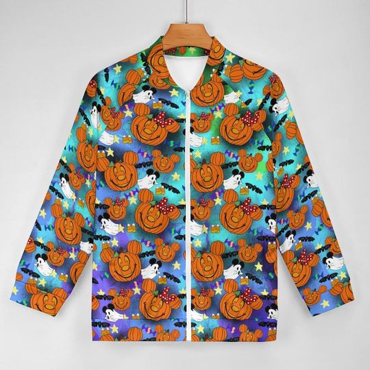 Mickey Pumpkins Zip-Up Jacket | Mickey Halloween Jacket | Halloween Scrub Jacket | Disney Parks Jacket | Disney Nurse Jacket